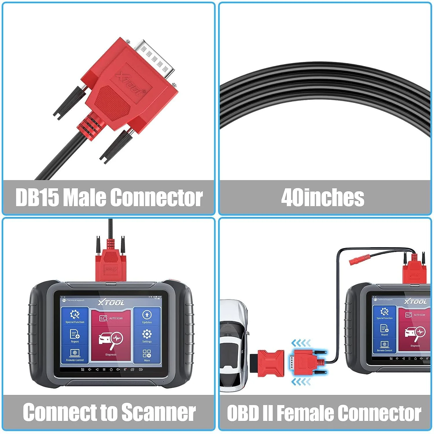 XTOOL DB15 OBDII Replacement Cable - Image 2